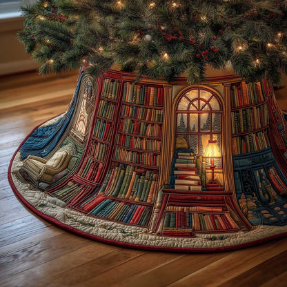 Cozy Book Quilted Tree Skirt Great Cozy Themed Decoration Gifts For Him