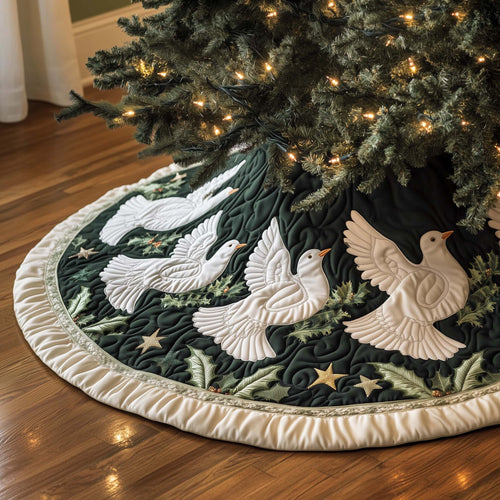 Snow Dove Quilted Tree Skirt Holiday Living Decorations Gifts For Someone Who Like Doves - Pvr