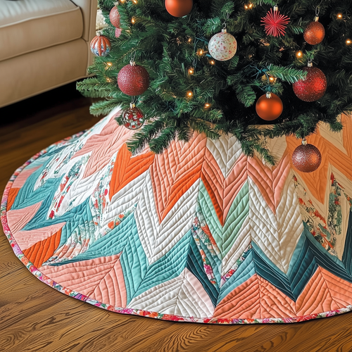 Classic Chevron Patchwork Quilted Tree Skirt Pretty Patchwork Gifts For Family Tree Decor