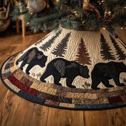 Woodland Wanderer Quilted Tree Skirt Holiday Living Decorations Bear Gifts For Dad - Pvr