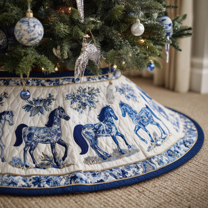 Horse Quilted Tree Skirt Holiday Living Decorations Gifts For Horsey Ladies - Pvr