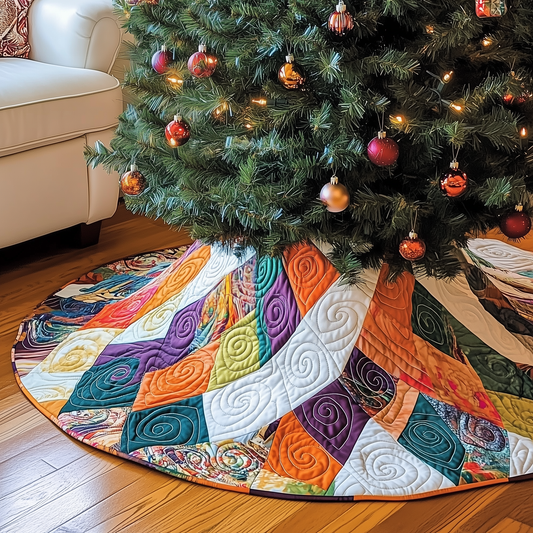 Classic Colorful Patchwork Quilted Tree Skirt Patchwork Lovers 2025 Best Tree Decor Gifts