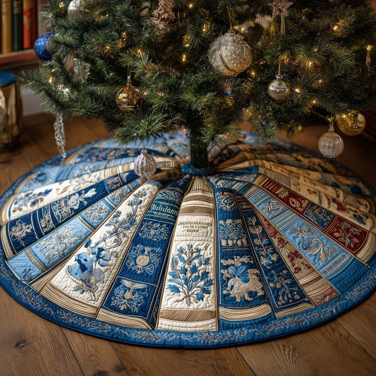 Bookish Holiday Quilted Tree Skirt Beautiful Tree Decoration Gifts Items For Book Lovers
