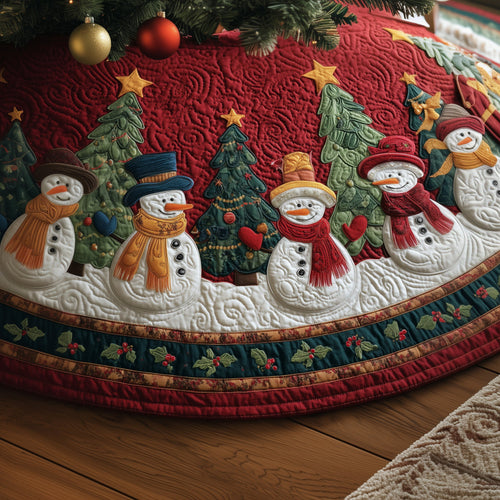 Snowman Quilted Tree Skirt Pretty Decoration Gifts Ideas For Snowman Lovers