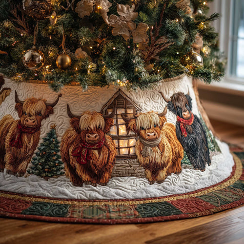 Highland Cow Quilted Tree Skirt Holiday Living Decorations Highland Cow Gifts For Men - Pvr