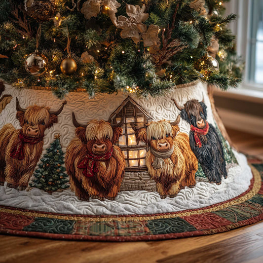Highland Cow Quilted Tree Skirt Holiday Living Decorations Highland Cow Gifts For Men - Pvr