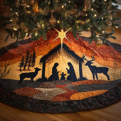 Nativity Scene Quilted Tree Skirt Top Faith Based Decoration Gifts For Christians