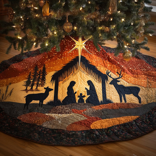 Nativity Scene Quilted Tree Skirt Top Faith Based Decoration Gifts For Christians