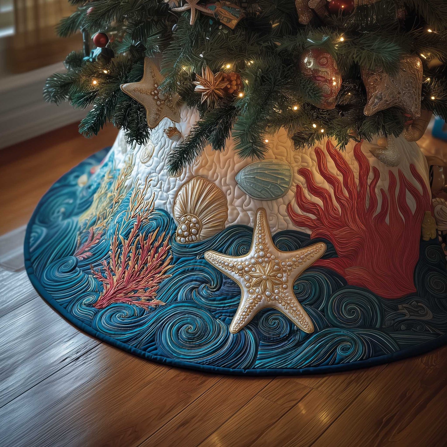 Ocean Breeze Quilted Tree Skirt Beach Lovers Nice Gifts Ideas For Decoration