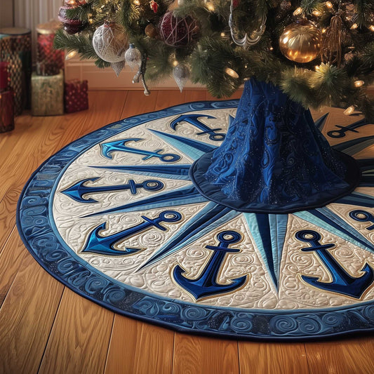 Nautical Anchor Quilted Tree Skirt Beach Themed Decoration Present Ideas For Dad