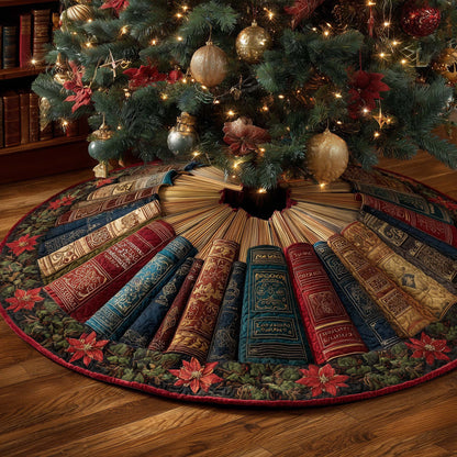 Book Quilted Tree Skirt Top Decoration Present Ideas For People Who Love Book