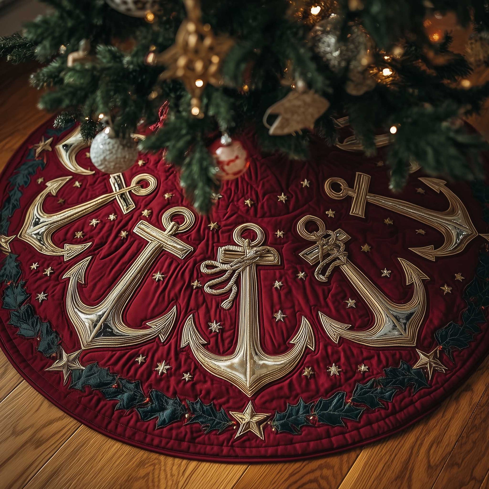 Nautical Anchor Quilted Tree Skirt Great Decoration Ideas For Nautical Anchor Lovers