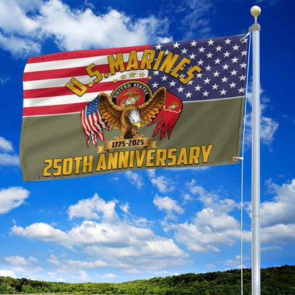U.S Marines Veteran Flag 1775 2025 250th Anniversary Home Decor Patriotic Present Ideas - Pvr