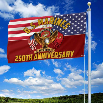 U.S Marines Veteran Flag 1775 2025 250th Anniversary Home Decor Patriotic Present Ideas - Pvr