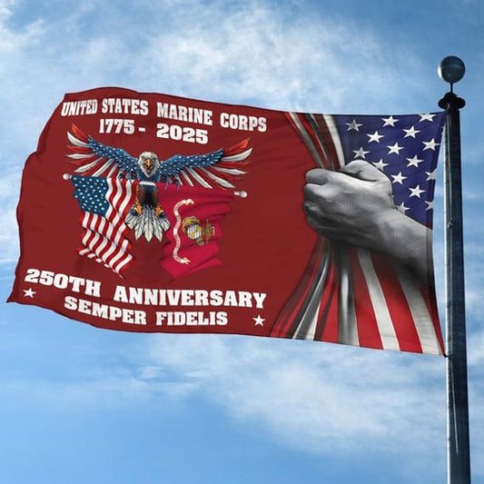 U.S Marine Corps Veteran Flag 250th Anniversary Semper Fidelis Home Decor Proud Veteran Gifts - Pvr