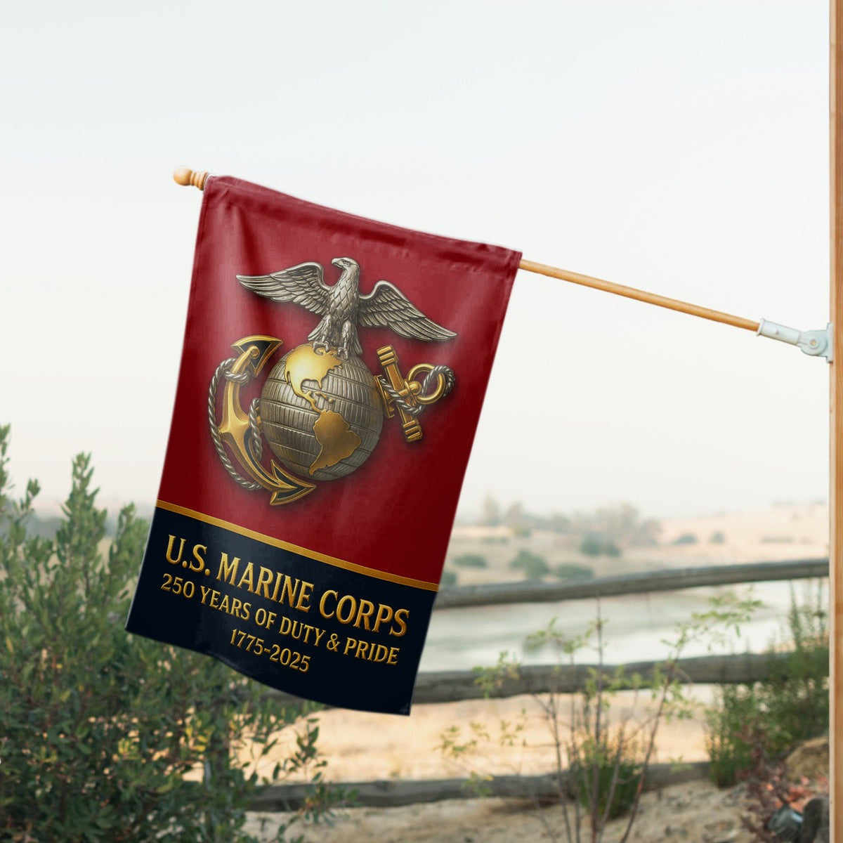 US Marine Corps Veteran Flag 250 Years Of Duty And Pride Outdoor Decor Gifts For Patriots - Pvr