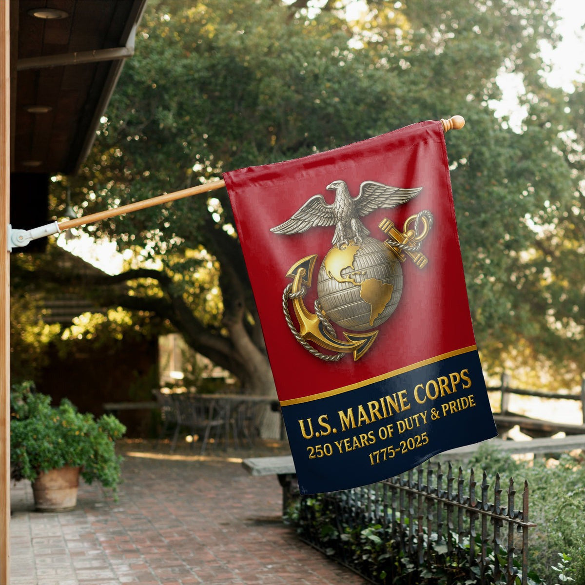 US Marine Corps Veteran Flag 250 Years Of Duty And Pride Outdoor Decor Gifts For Patriots - Pvr