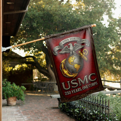 US Marine Corps Veteran Flag 250 Years One Corps Semper Fidelis Home Decor Gifts - Pvr