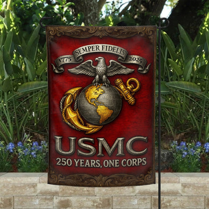 US Marine Corps Veteran Flag 250 Years One Corps Semper Fidelis Home Decor Gifts - Pvr
