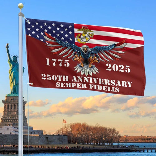 U.S Marine Corps Veteran Flag 250th Anniversary Semper Fidelis Outdoor Decor Veteran Gifts - Pvr