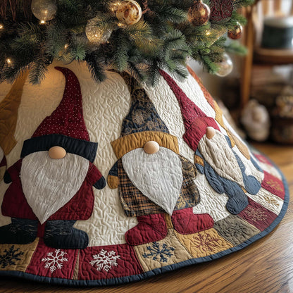 Joyful Gnome Quilted Tree Skirt Cute Decoration Gifts For Gnome Lovers Decor