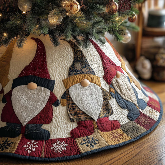 Joyful Gnome Quilted Tree Skirt Cute Decoration Gifts For Gnome Lovers Decor