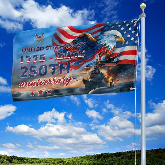 United States Navy Veteran Flag 1775 2025 250th Anniversary Outdoor Decor Military Gifts - Pvr