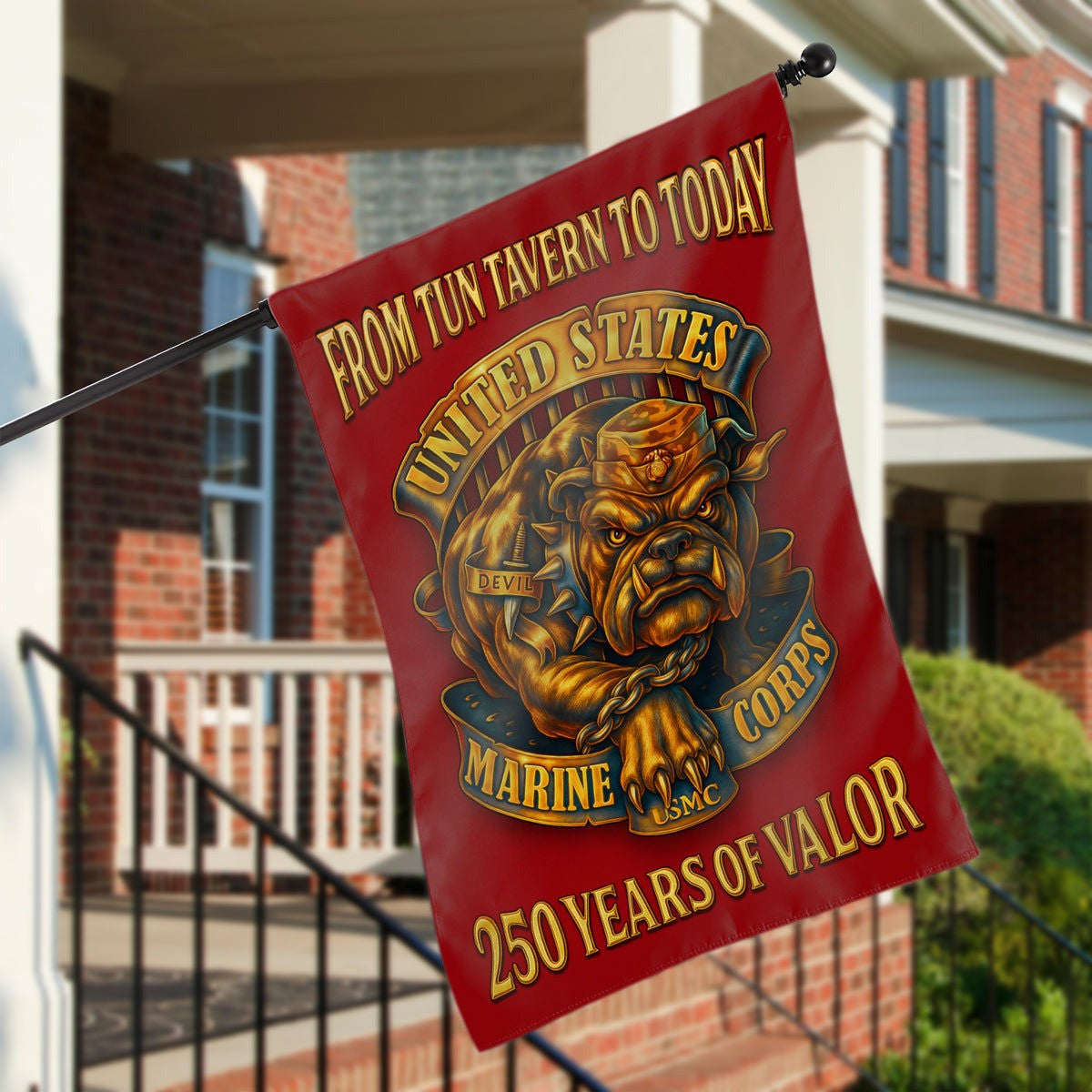 US Marine Corps Veteran Flag 250 Years Of Valor From Tun Tavern To Today Home Decor Gifts - Pvr