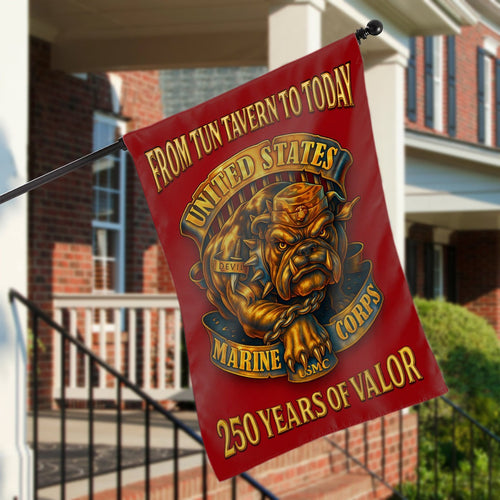 US Marine Corps Veteran Flag 250 Years Of Valor From Tun Tavern To Today Home Decor Gifts - Pvr