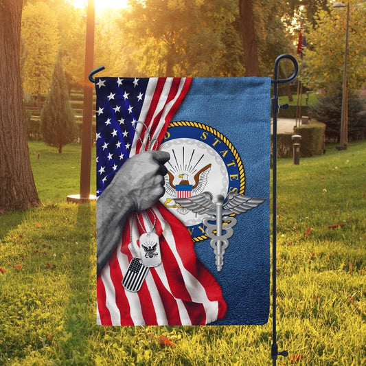 US Navy Veteran Flag Half USA Flag Dog Tag Outdoor Decor Military Gift Ideas - Pvr