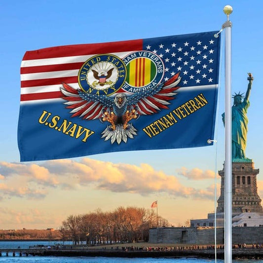 United States Navy Veteran Flag Eagle USA Flag Outdoor Decor Veterans Day Gifts - Pvr