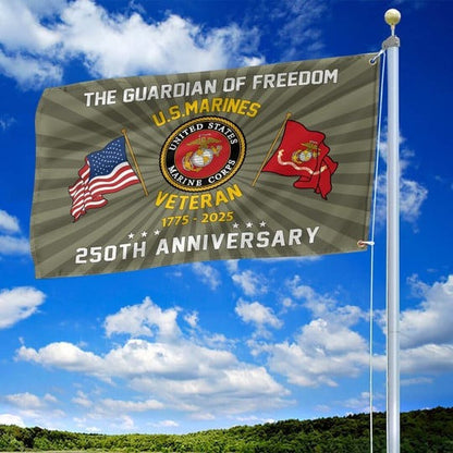 U.S Marine Corps Veteran Flag 250th Anniversary The Guardian Of Freedom Home Decor Gifts - Pvr