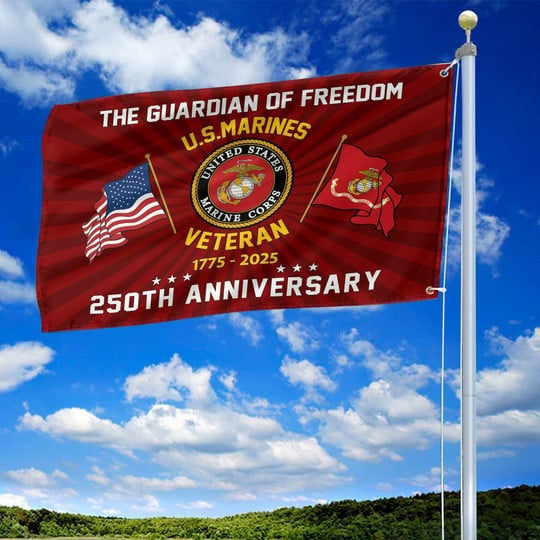 U.S Marine Corps Veteran Flag 250th Anniversary The Guardian Of Freedom Home Decor Gifts - Pvr