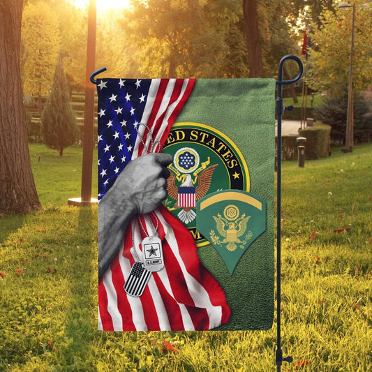 US Army Veteran Flag Half USA Flag Dog Tag Outdoor Decor Military Gift Ideas - Pvr