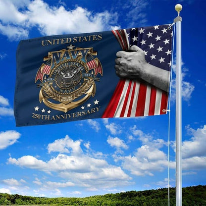 United States Navy Veteran Flag 250th Anniversary Outdoor Decor Gifts For Patriots - Pvr
