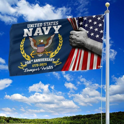 United States Navy Veteran Flag 250th Anniversary Semper Fortis Outdoor Decor Gift Ideas - Pvr