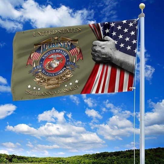 U.S Marine Corps Veteran Flag 1775 2025 250th Anniversary Home Decor Patriotic Gifts - Pvr
