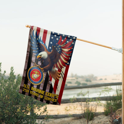 US Marine Corps Veteran Flag 250 Years Of Service Eagle USA Flag Outdoor Decor Gift Ideas - Pvr