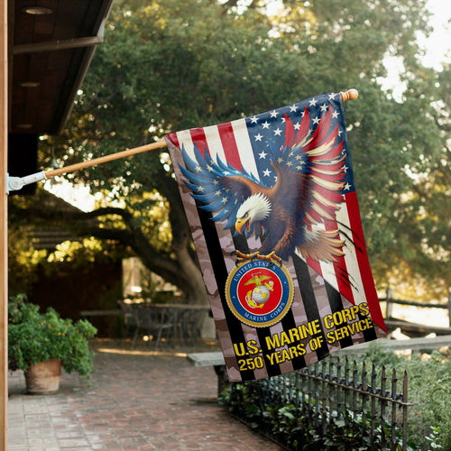 US Marine Corps Veteran Flag 250 Years Of Service Eagle USA Flag Outdoor Decor Gift Ideas - Pvr