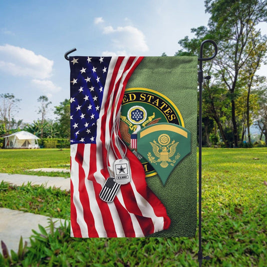 US Army Veteran Flag Half USA Flag Dog Tag Outdoor Decor Military Presents - Pvr