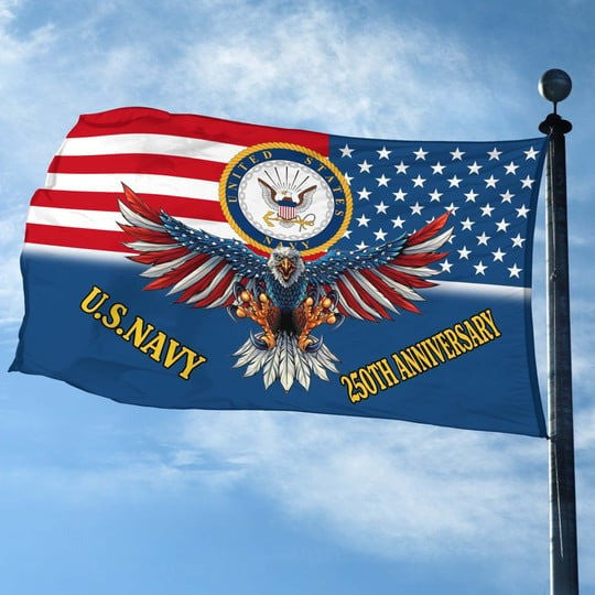 US Navy Veteran Flag 1775 2025 250th Anniversary Outdoor Decor Military Gifts For Patriots - Pvr