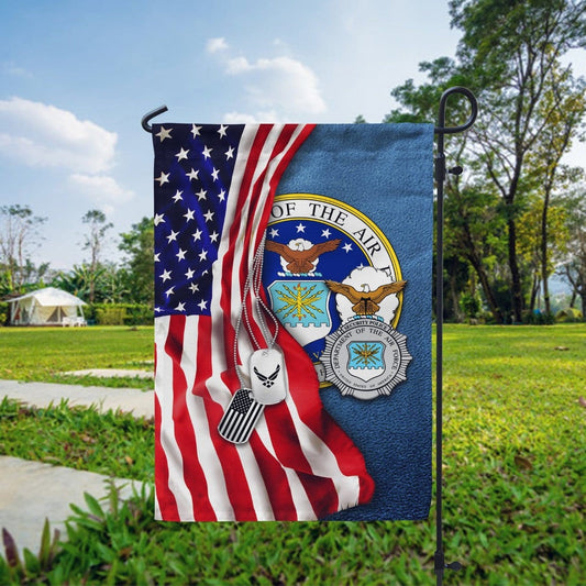US Air Force Veteran Flag Half USA Flag Dog Tag Outdoor Decor Military Presents - Pvr