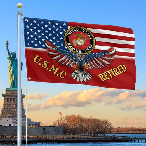 US Marine Corps Veteran Flag 250th Anniversary Retired Home Decor Military Memorial Gifts - Pvr