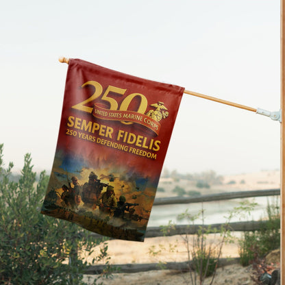 US Marine Corps Veteran Flag 250 Years Defending Freedom Semper Fields Home Decor Gifts - Pvr