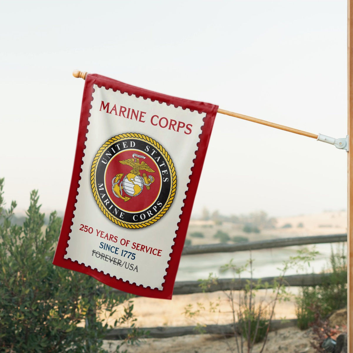 US Marine Corps Veteran Flag 250 Years Of Service Since 1775 Outdoor Decor Gift Ideas - Pvr