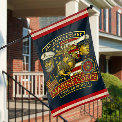 US Marine Corps Veteran Flag 1775 2025 250th Anniversary Semper Fidelis Home Decor Gifts - Pvr