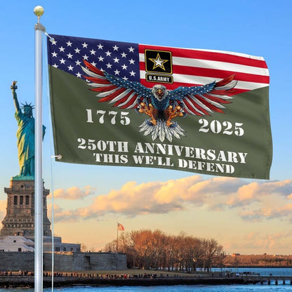 US Army Veteran Flag 250th Anniversary This We'll Defend Home Decor Best Gifts For Patriots - Pvr