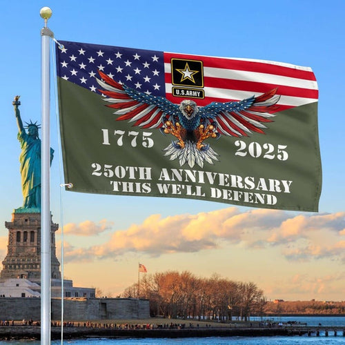 US Army Veteran Flag 250th Anniversary This We'll Defend Home Decor Best Gifts For Patriots - Pvr