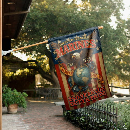 US Marine Corps Veteran Flag 250 Years Of Duty And Pride Outdoor Decor Patriotic Gifts - Pvr