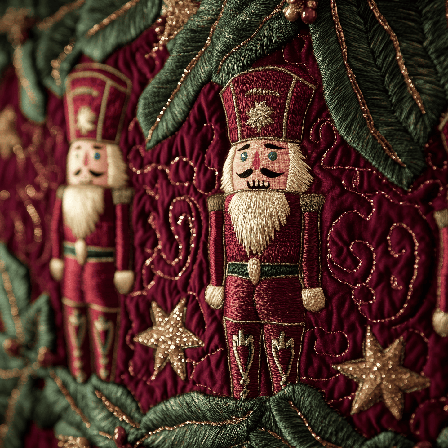 Burgundy Nutcrackers Quilted Tree Skirt GFTOTL680